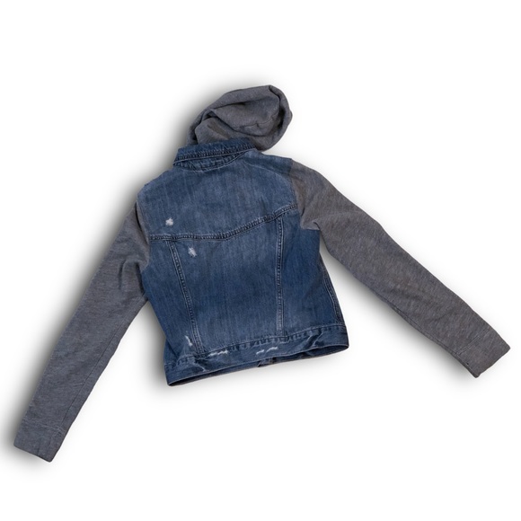 Kids Boys Hollister Light Blue Denim Jean Gray Sweatshirt Hoodie Jacket - Picture 8 of 10